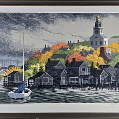 Donn Russell Limited Edition Silk Screen, “Autumn Watch Nantucket”, 20th century