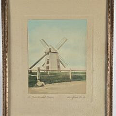 Scarce Vintage Nantucket Hand Tinted Photograph, “A Nantucket Mill”, circa 1930s