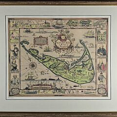 Tony Sarg Limited Edition Folk Art Map of Nantucket Island, 20th century
