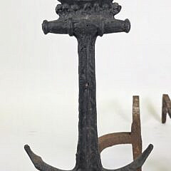 Pair of Vintage Cast Iron Anchor and Clipper Ship Andirons