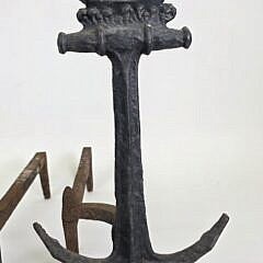 Pair of Vintage Cast Iron Anchor and Clipper Ship Andirons