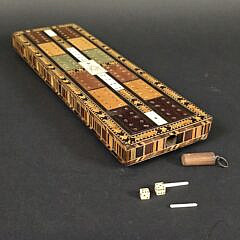  Antique Inlaid Cribbage Board