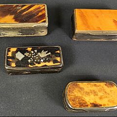 Four Antique 19th C. English Tortoiseshell Miniature Boxes