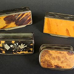 Four Antique 19th C. English Tortoiseshell Miniature Boxes