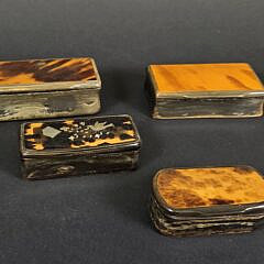 Four Antique 19th C. English Tortoiseshell Miniature Boxes