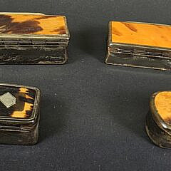 Four Antique 19th C. English Tortoiseshell Miniature Boxes