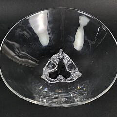 Signed Steuben Clear Crystal Trillium Center Piece Bowl, 20th century