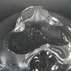 Signed Steuben Clear Crystal Trillium Center Piece Bowl, 20th century