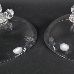 Pair of John Dreves Large Signed Steuben Clear Crystal Scroll Footed Bowls, 20th century 