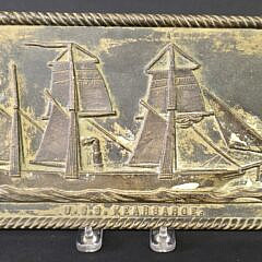 Vintage Solid Bronze U.S.S. Kearsarge Souvenir Ship Plaque, 20th century