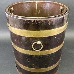 Antique English Oak Brass Bound Peat Bucket, 19th Century
