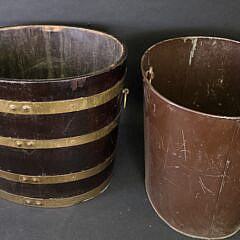 Antique English Oak Brass Bound Peat Bucket, 19th Century