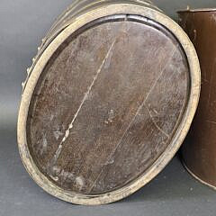 Antique English Oak Brass Bound Peat Bucket, 19th Century