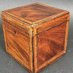 Antique British Regency Single Compartment Inlaid Tea Caddy, 19th century