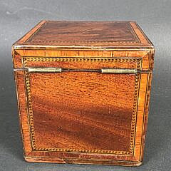 Antique British Regency Single Compartment Inlaid Tea Caddy, 19th century