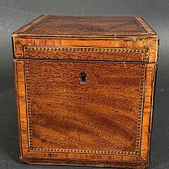 Antique British Regency Single Compartment Inlaid Tea Caddy, 19th century