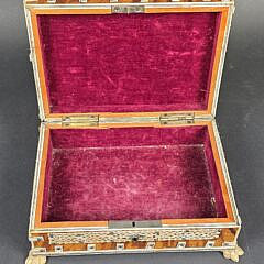 Antique Tortoiseshell and Bone British Regency Jewelry Box 19th century