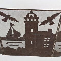 Copper Nautical Lighthouse and Sailboats Folding Fire Screen 