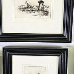 Set of Five David Lazarus Nantucket Harbor Etchings