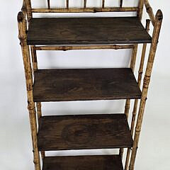 Antique English Bamboo Four-Tier Etagere Bookshelf, 19th century