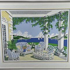 Large Eric Holch Limited Edition Nantucket Silk Screen, “Harbor Porch”
