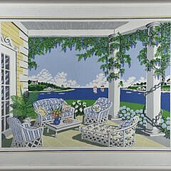 Large Eric Holch Limited Edition Nantucket Silk Screen, “Harbor Porch”
