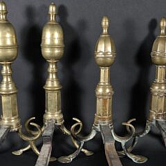 Scarce Near Two Pair of Antique Philadelphia Brass Andirons, late 18th Century