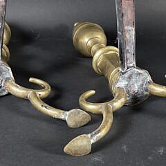 Scarce Near Two Pair of Antique Philadelphia Brass Andirons, late 18th Century