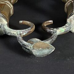 Scarce Near Two Pair of Antique Philadelphia Brass Andirons, late 18th Century