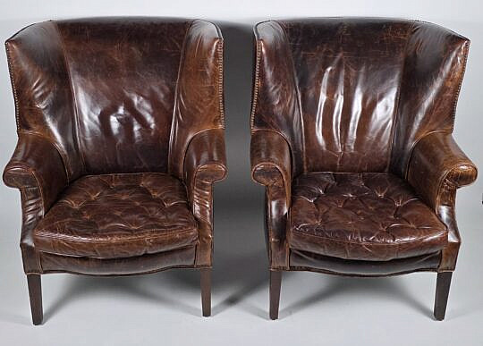 4544-955 Pair Leather Chairs A