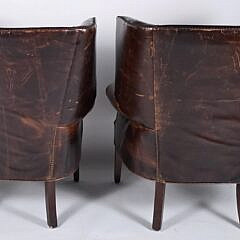 Pair of Brown Leather Upholstered Restoration Hardware Easy Chairs