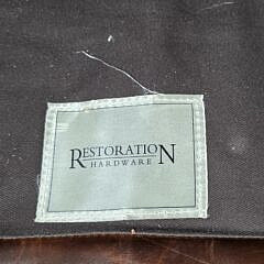 Pair of Brown Leather Upholstered Restoration Hardware Easy Chairs