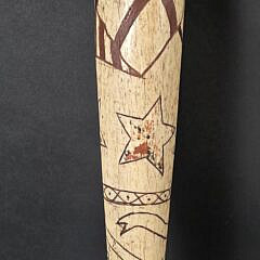 Extraordinary Sailor Made Polychrome Scrimshaw Decorated Antique Whalebone Fid, 19th century