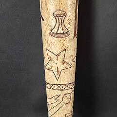 Extraordinary Sailor Made Polychrome Scrimshaw Decorated Antique Whalebone Fid, 19th century