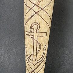 Extraordinary Sailor Made Polychrome Scrimshaw Decorated Antique Whalebone Fid, 19th century