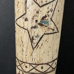Extraordinary Sailor Made Polychrome Scrimshaw Decorated Antique Whalebone Fid, 19th century