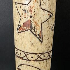 Extraordinary Sailor Made Polychrome Scrimshaw Decorated Antique Whalebone Fid, 19th century