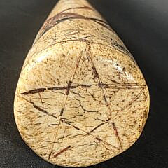 Extraordinary Sailor Made Polychrome Scrimshaw Decorated Antique Whalebone Fid, 19th century