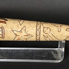 Extraordinary Sailor Made Polychrome Scrimshaw Decorated Antique Whalebone Fid, 19th century