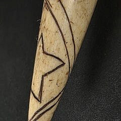 Extraordinary Sailor Made Polychrome Scrimshaw Decorated Antique Whalebone Fid, 19th century