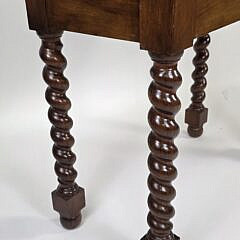 Antique English Barley Twist Mahogany Folding Card Table, 19th century