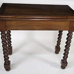 Antique English Barley Twist Mahogany Folding Card Table, 19th century