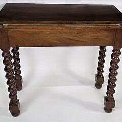 Antique English Barley Twist Mahogany Folding Card Table, 19th century