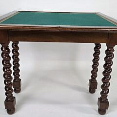 Antique English Barley Twist Mahogany Folding Card Table, 19th century