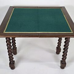 Antique English Barley Twist Mahogany Folding Card Table, 19th century