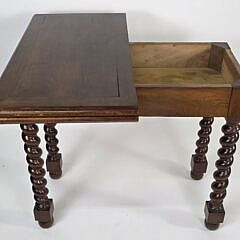 Antique English Barley Twist Mahogany Folding Card Table, 19th century