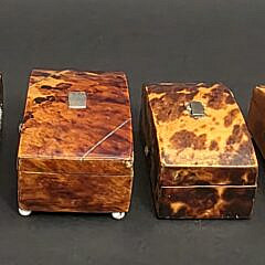 Four Antique English Tortoiseshell Stamp Boxes, 19th century