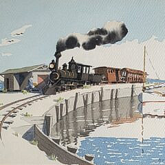 Doris and Richard Beer Watercolor on Paper “The Dummy Line – Nantucket”