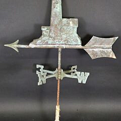 Vintage Figural Copper Lighthouse Directional Weathervane, 20th century