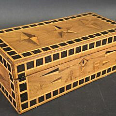 Antique Sailor Made Ebony and Satinwood Inlaid Lift Top Box, 19th century